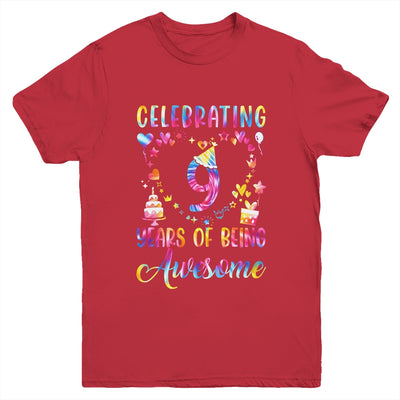 9 Years Of Being Awesome 9 Years Old 9th Birthday Tie Dye Youth Shirt | siriusteestore