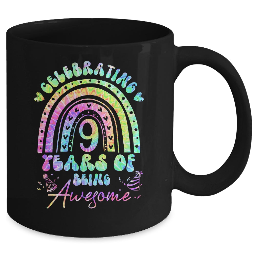 9 Years Of Being Awesome 9th Birthday Girl Tie Dye Mug | siriusteestore