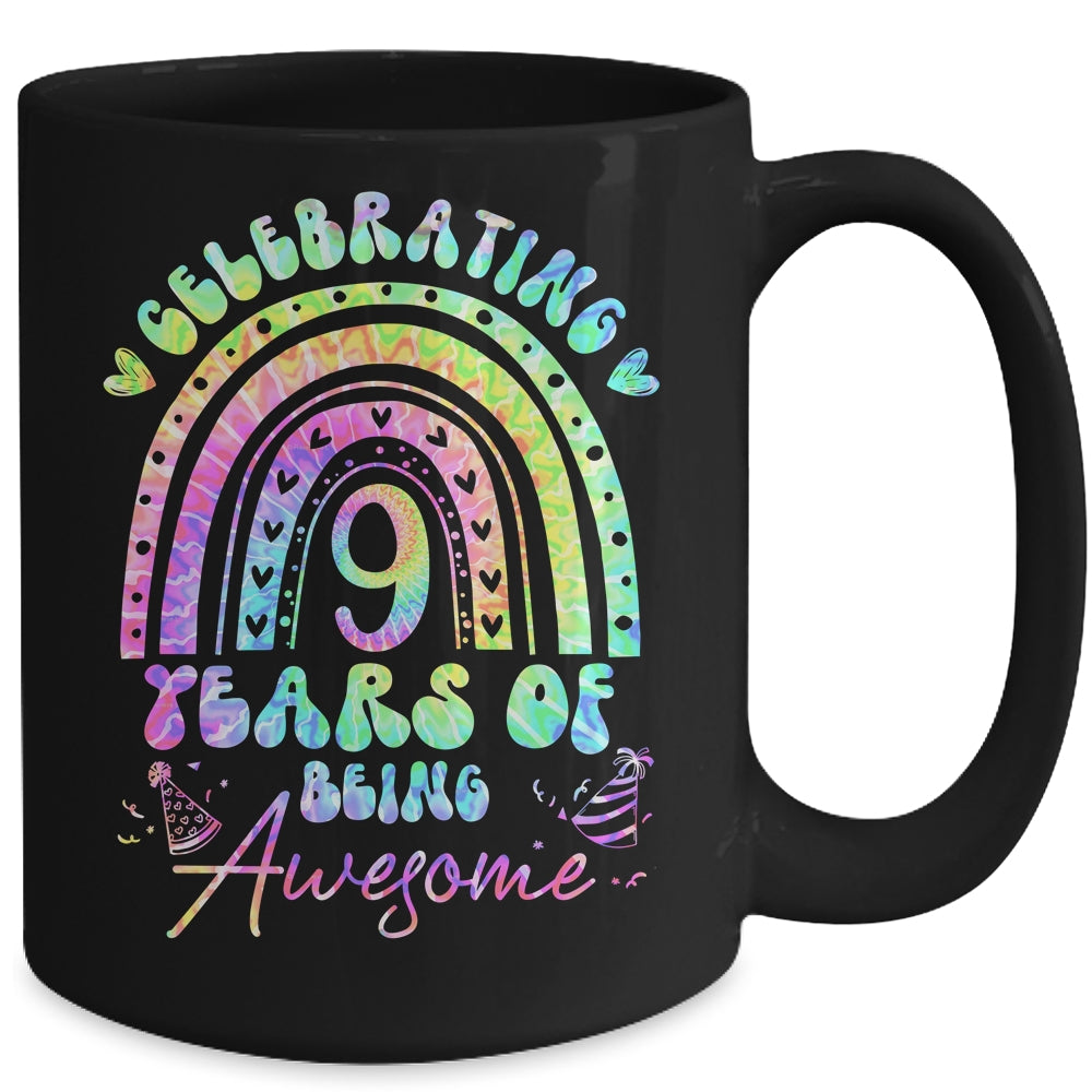 9 Years Of Being Awesome 9th Birthday Girl Tie Dye Mug | siriusteestore