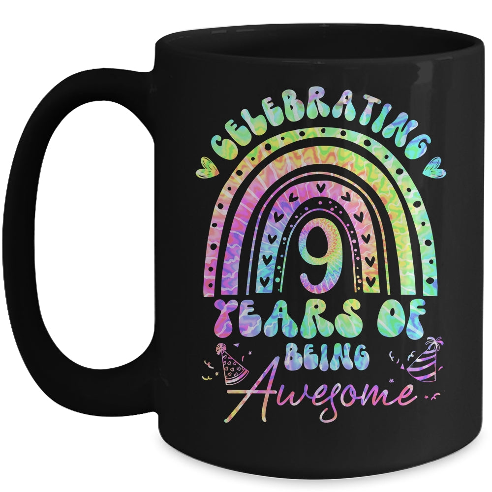 9 Years Of Being Awesome 9th Birthday Girl Tie Dye Mug | siriusteestore