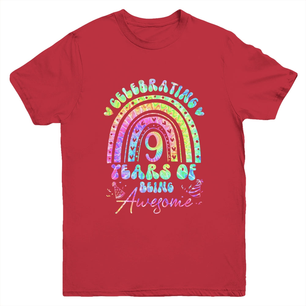 9 Years Of Being Awesome 9th Birthday Girl Tie Dye Youth Shirt | siriusteestore