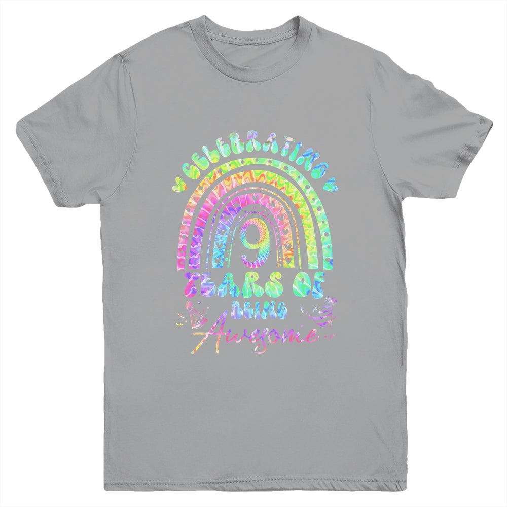 9 Years Of Being Awesome 9th Birthday Girl Tie Dye Youth Shirt | siriusteestore