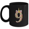 9th Birthday Girl 9 Years Old Awesome Unicorn Flower Mug | siriusteestore