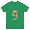 9th Birthday Girl 9 Years Old Awesome Unicorn Flower Youth Shirt | siriusteestore