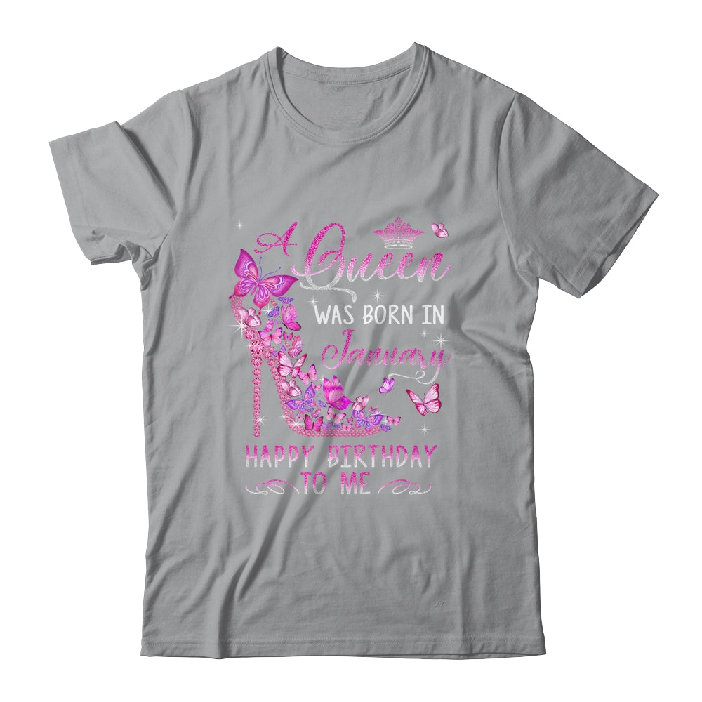A Queen Was Born In January Happy Birthday To Me Pink Shirt & Tank Top | siriusteestore