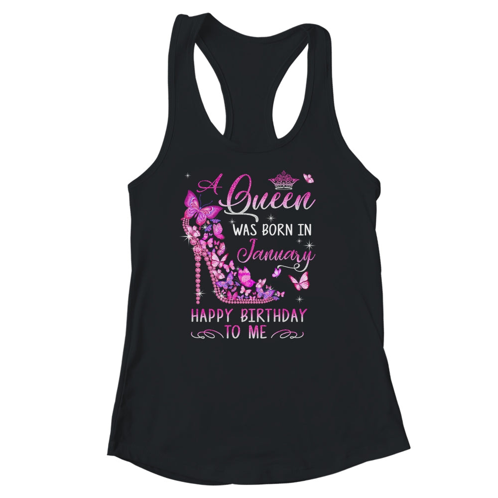 A Queen Was Born In January Happy Birthday To Me Pink Shirt & Tank Top | siriusteestore