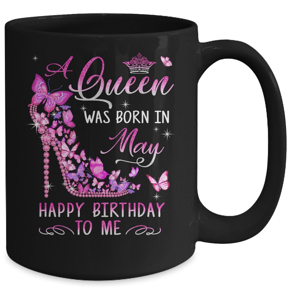 A Queen Was Born In May Happy Birthday To Me Pink Mug | siriusteestore