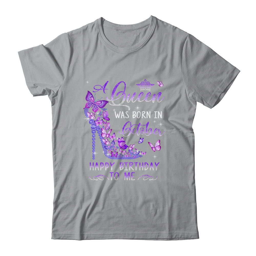 A Queen Was Born In October Cute Birthday Girls Women Shirt & Tank Top | siriusteestore