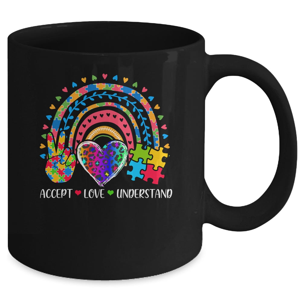 Accept Love Understand Autism Awareness Support Rainbow Mug | siriusteestore