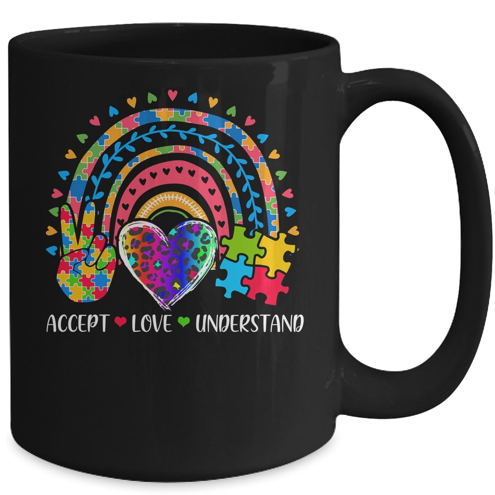 Accept Love Understand Autism Awareness Support Rainbow Mug | siriusteestore