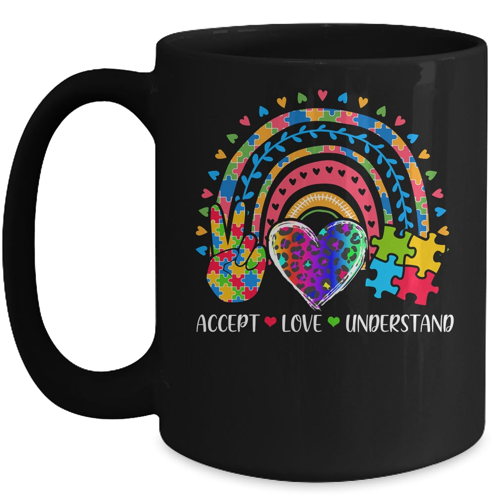 Accept Love Understand Autism Awareness Support Rainbow Mug | siriusteestore