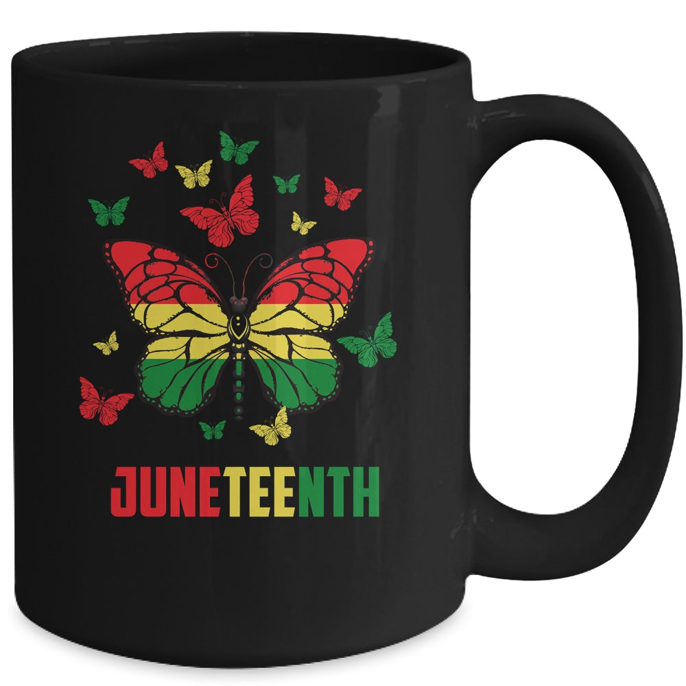 African American Freedom Black Pride Juneteenth Butterfly Mug | siriusteestore