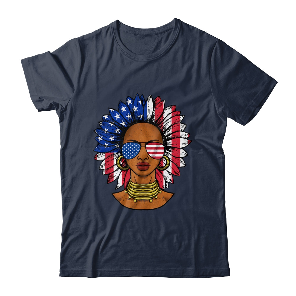 Afro Sunflower African American 4th Of July Melanin Shirt & Tank Top | siriusteestore