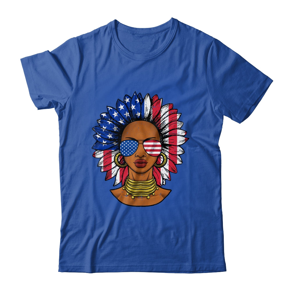 Afro Sunflower African American 4th Of July Melanin Shirt & Tank Top | siriusteestore