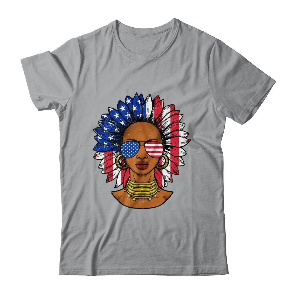 Afro Sunflower African American 4th Of July Melanin Shirt & Tank Top | siriusteestore