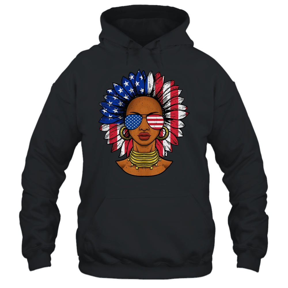 Afro Sunflower African American 4th Of July Melanin Shirt & Tank Top | siriusteestore