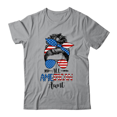 All American Aunt Happy 4th July Day Messy Hair Shirt & Tank Top | siriusteestore