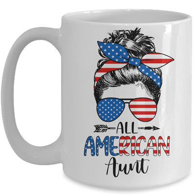 All American Aunt Happy 4th July Day Messy Hair Mug | siriusteestore