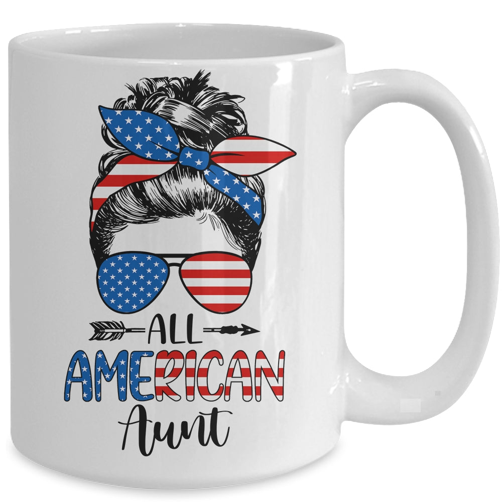 All American Aunt Happy 4th July Day Messy Hair Mug | siriusteestore