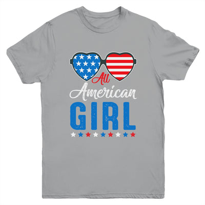 All American Girl 4th Of July Girls Kids Teens Sunglasses Youth Shirt | siriusteestore