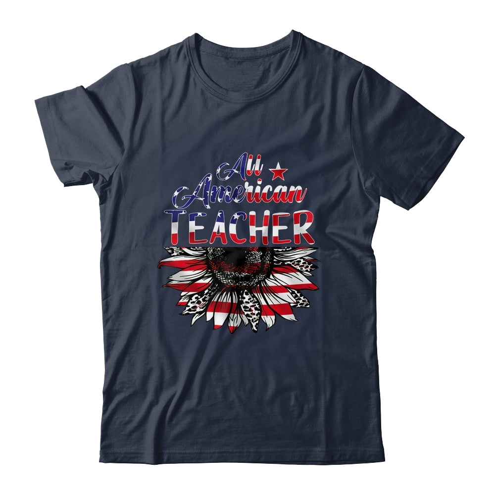 All American Teacher Sunflower American Flag 4th Of July Shirt & Tank Top | siriusteestore