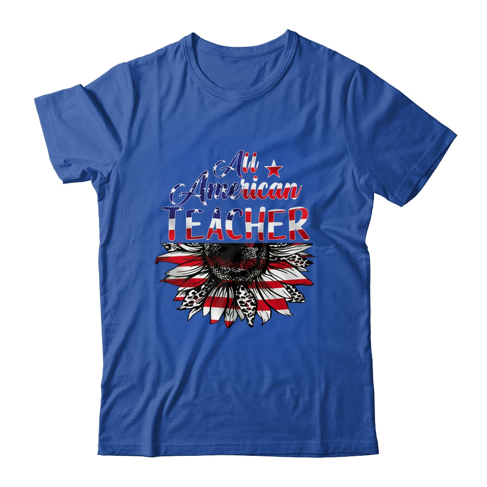All American Teacher Sunflower American Flag 4th Of July Shirt & Tank Top | siriusteestore