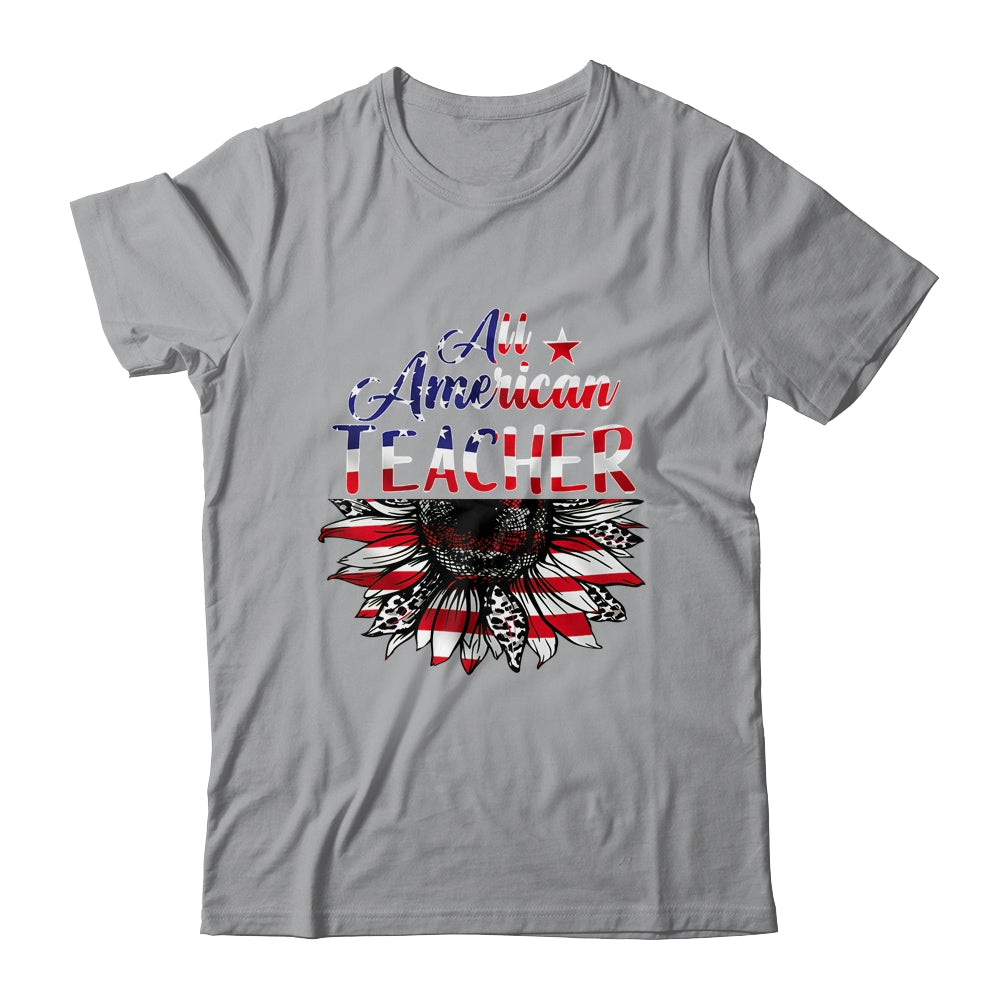 All American Teacher Sunflower American Flag 4th Of July Shirt & Tank Top | siriusteestore