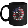 All American Teacher Sunflower American Flag 4th Of July Mug | siriusteestore