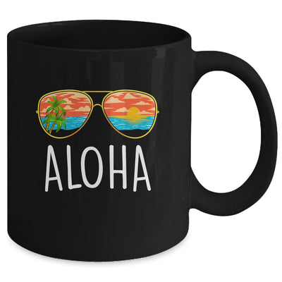 Aloha Hawaii Hawaiian Island Sunglasses Palm Trees Beach Mug | siriusteestore