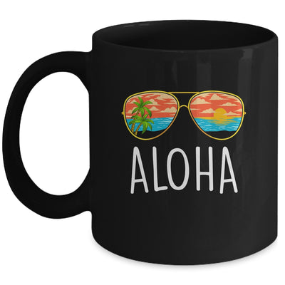 Aloha Hawaii Hawaiian Island Sunglasses Palm Trees Beach Mug | siriusteestore