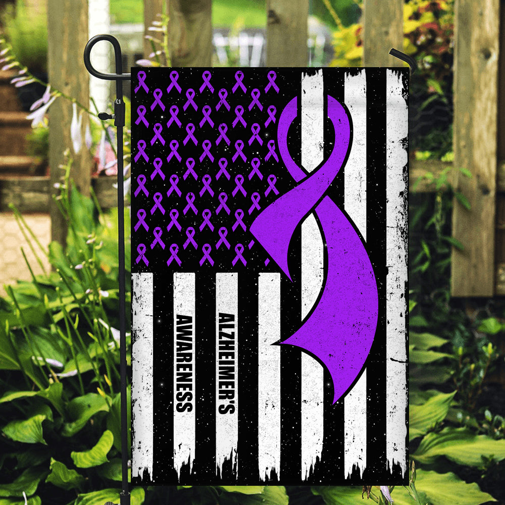 Alzheimer's Awareness America Flag Purple Ribbon | siriusteestore