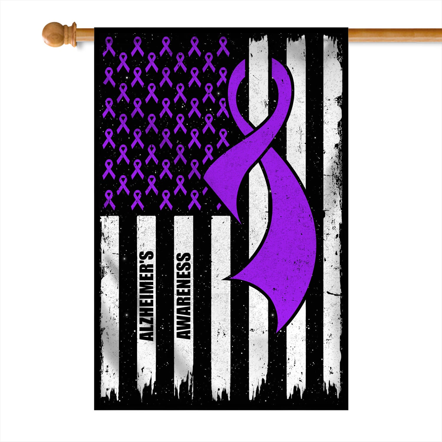 Alzheimer's Awareness America Flag Purple Ribbon | siriusteestore