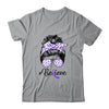 Alzheimer's Awareness Messy Bun Warrior Believe Purple Shirt & Tank Top | siriusteestore