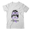 Alzheimer's Awareness Messy Bun Warrior Believe Purple Shirt & Tank Top | siriusteestore