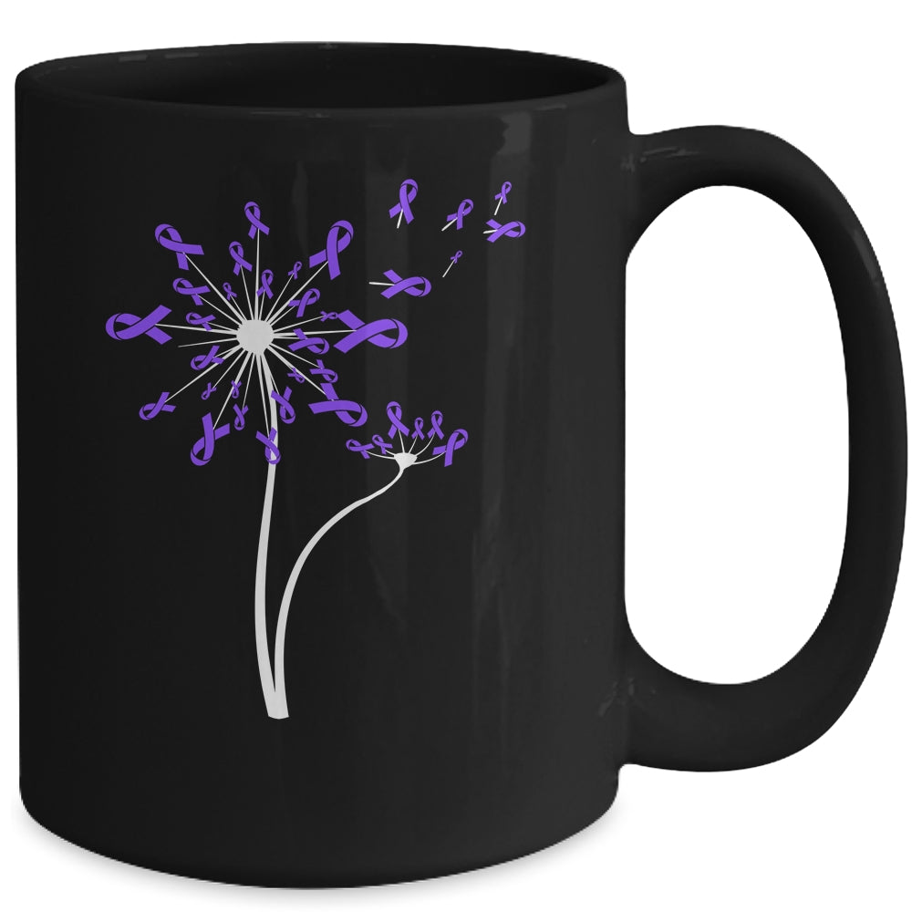 Alzheimer's Lupus Epilepsy Awareness Dandelion Purple Ribbon Mug | siriusteestore