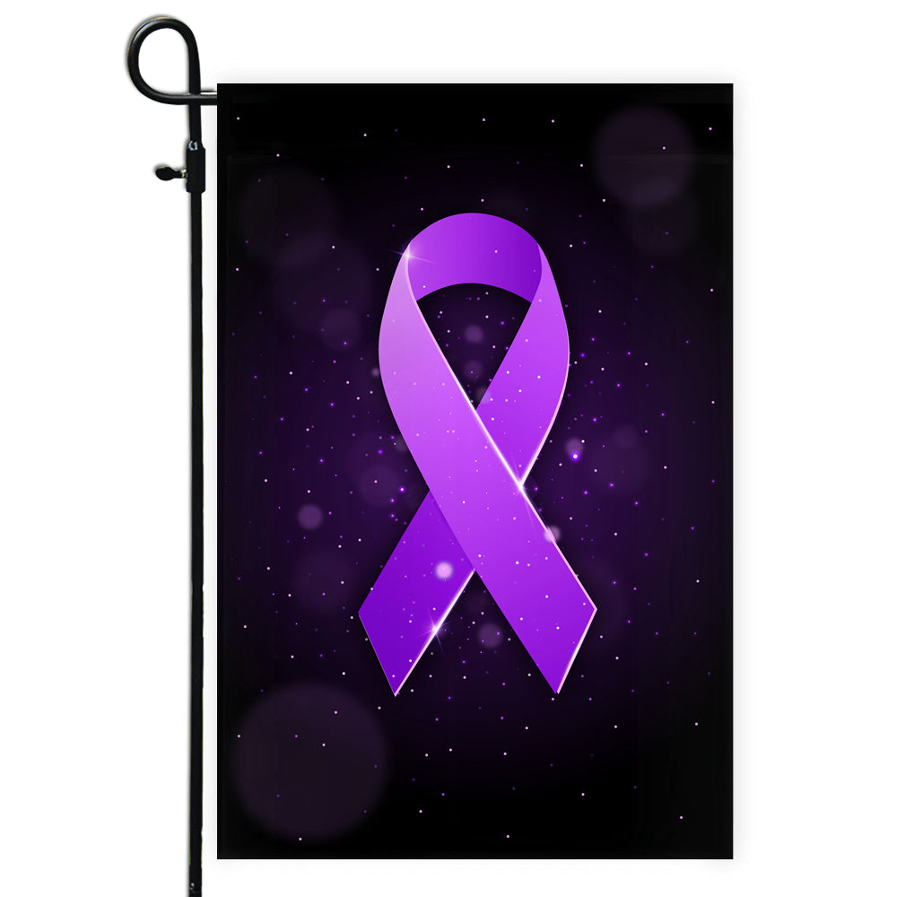 Alzheimer's Pancreatic Cystic Fibrosis Epilepsy Fibromyalgia Lupus Cancer Awareness Flag Purple Ribbon | siriusteestore