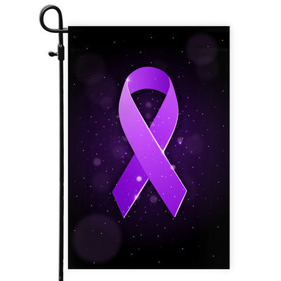 Alzheimer's Pancreatic Cystic Fibrosis Epilepsy Fibromyalgia Lupus Cancer Awareness Flag Purple Ribbon | siriusteestore