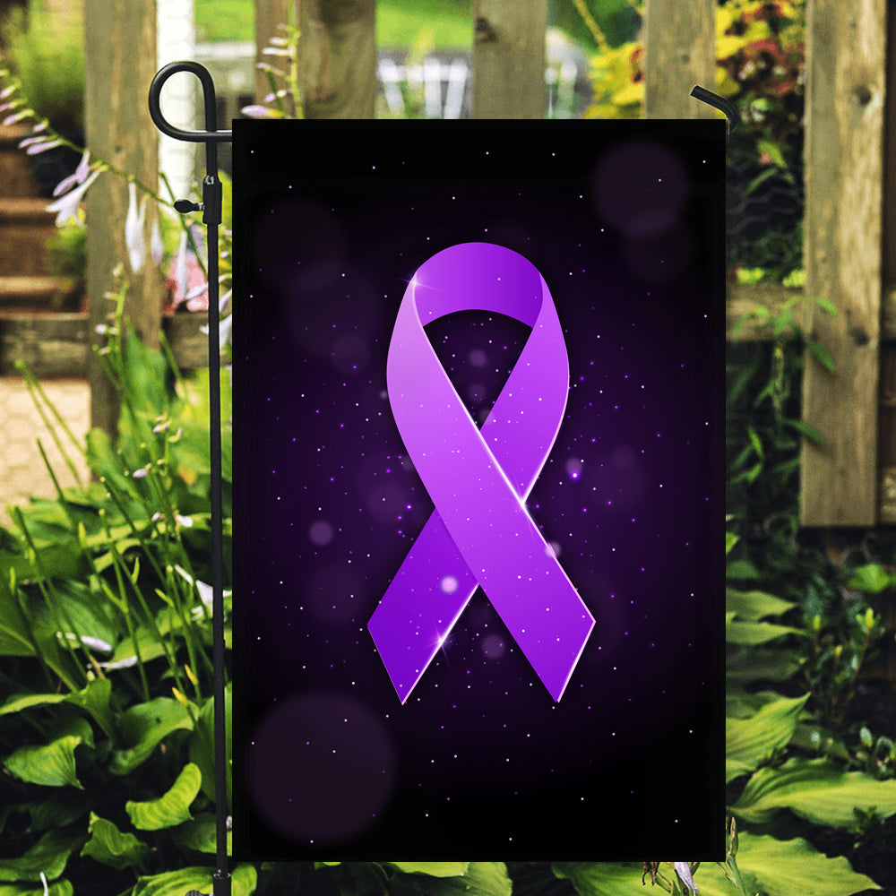 Alzheimer's Pancreatic Cystic Fibrosis Epilepsy Fibromyalgia Lupus Cancer Awareness Flag Purple Ribbon | siriusteestore
