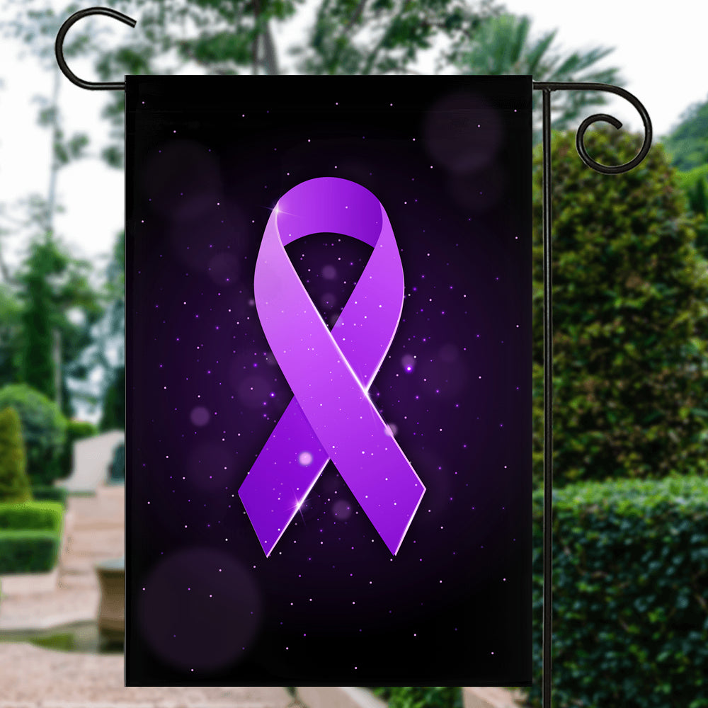 Alzheimer's Pancreatic Cystic Fibrosis Epilepsy Fibromyalgia Lupus Cancer Awareness Flag Purple Ribbon | siriusteestore