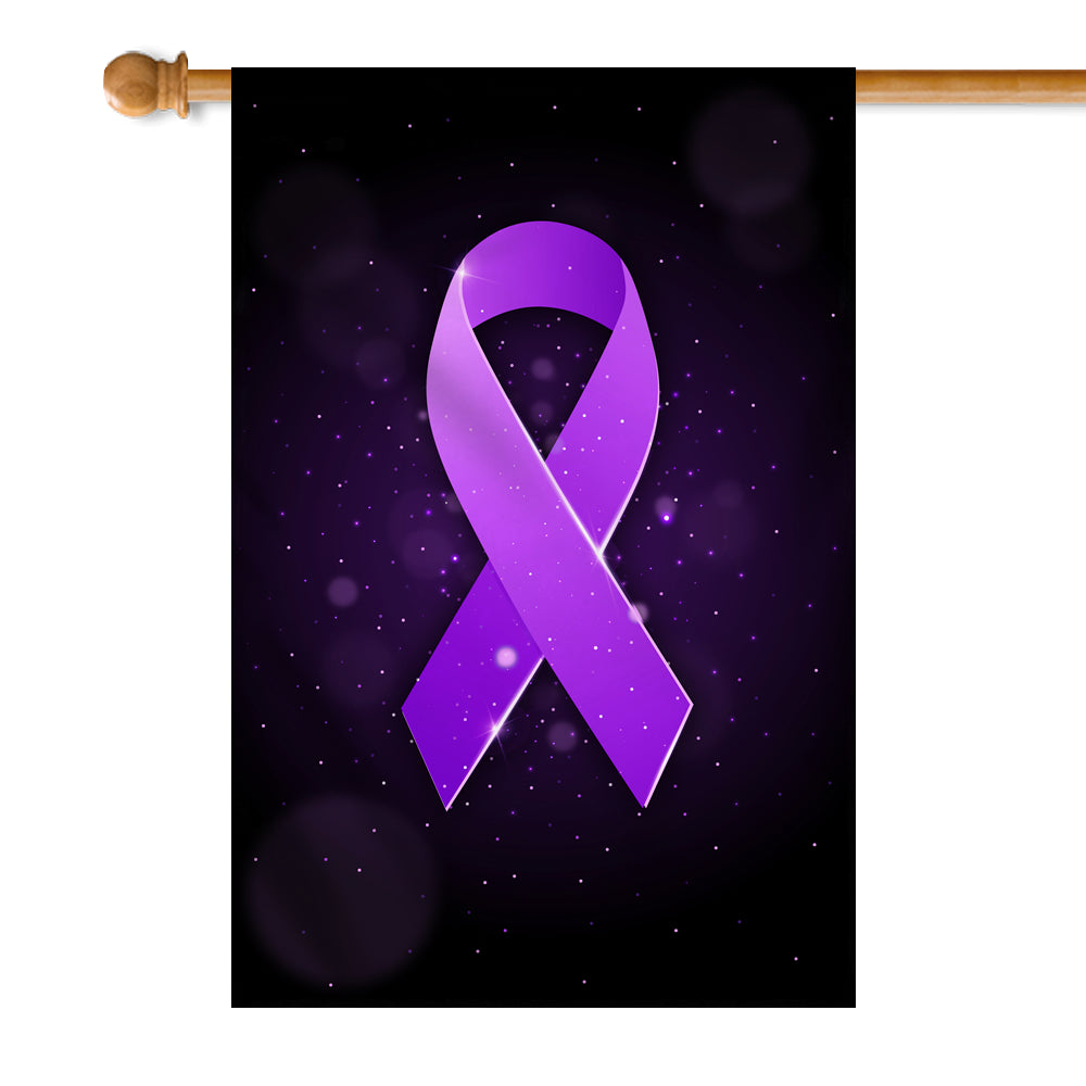 Alzheimer's Pancreatic Cystic Fibrosis Epilepsy Fibromyalgia Lupus Cancer Awareness Flag Purple Ribbon | siriusteestore