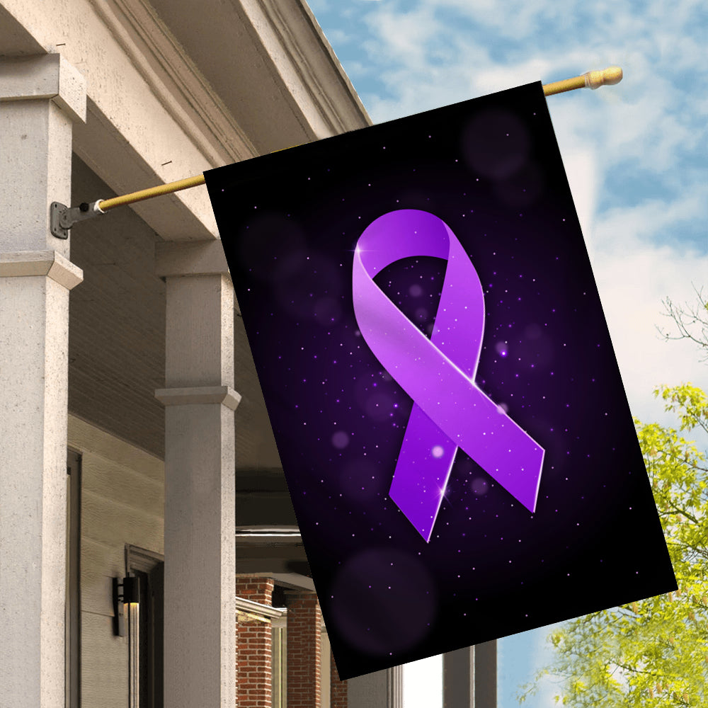 Alzheimer's Pancreatic Cystic Fibrosis Epilepsy Fibromyalgia Lupus Cancer Awareness Flag Purple Ribbon | siriusteestore
