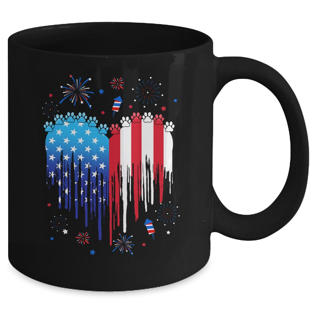 American Dog Cat USA Flag Distressed 4th Of July Mug | siriusteestore