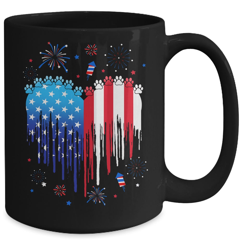 American Dog Cat USA Flag Distressed 4th Of July Mug | siriusteestore