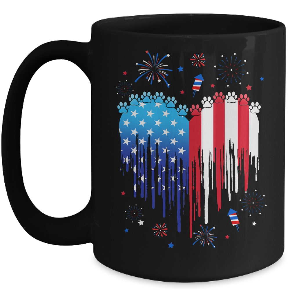 American Dog Cat USA Flag Distressed 4th Of July Mug | siriusteestore