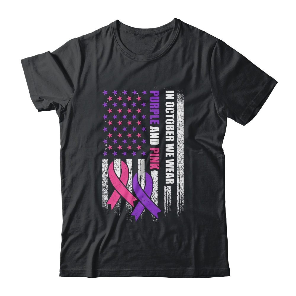 American Flag Breast Cancer And Domestic Violence Awareness Shirt & Hoodie | siriusteestore