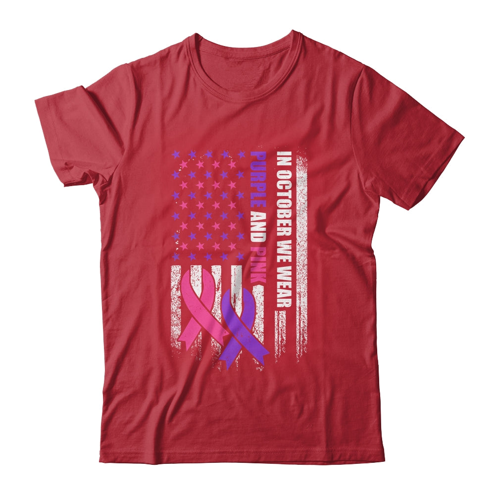 American Flag Breast Cancer And Domestic Violence Awareness Shirt & Hoodie | siriusteestore
