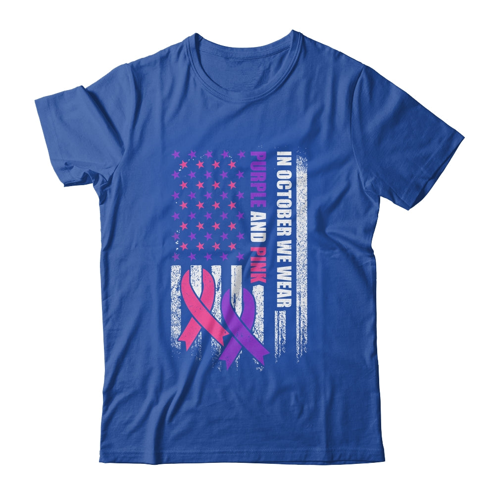 American Flag Breast Cancer And Domestic Violence Awareness Shirt & Hoodie | siriusteestore
