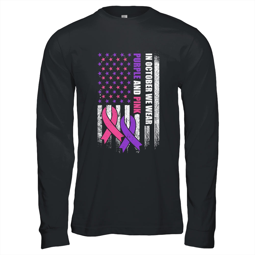 American Flag Breast Cancer And Domestic Violence Awareness Shirt & Hoodie | siriusteestore