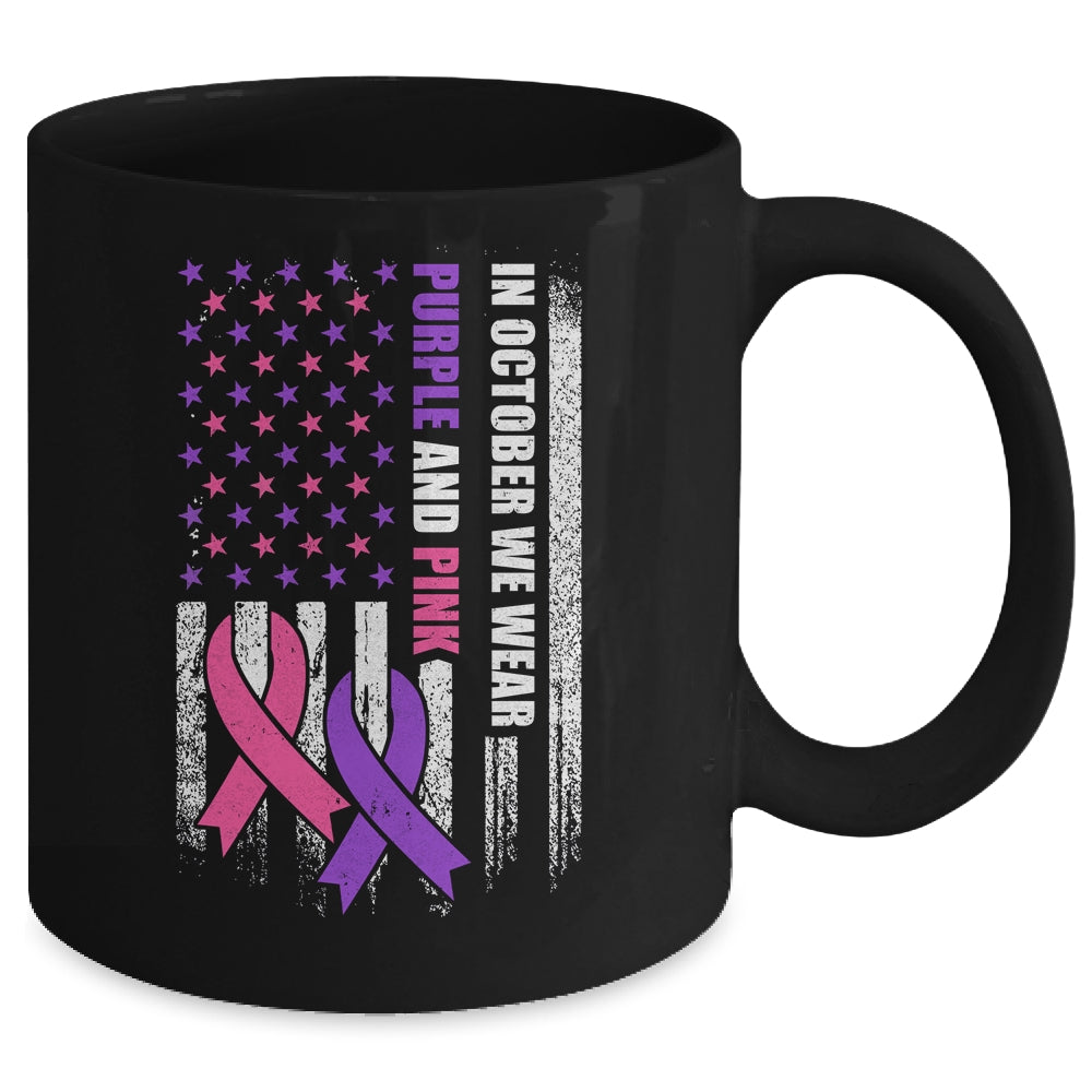 American Flag Breast Cancer And Domestic Violence Awareness Mug | siriusteestore