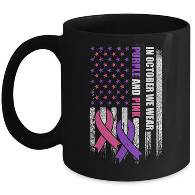 American Flag Breast Cancer And Domestic Violence Awareness Mug | siriusteestore